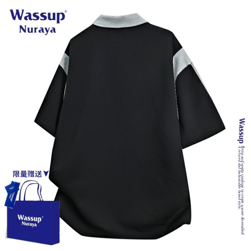 WASSUP NURAYA美式復古短袖polo衫男士夏季新款潮牌寬松休閒上衣