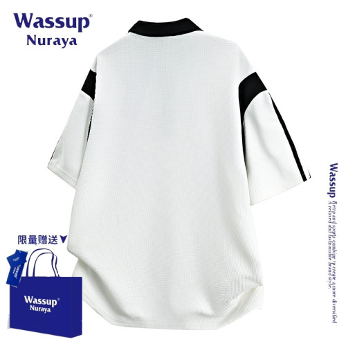 WASSUP NURAYA美式復古短袖polo衫男士夏季新款潮牌寬松休閒上衣