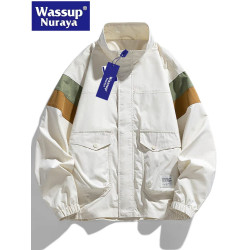 WASSUP Nuraya潮牌日系拼接撞色立領夾克男外套春秋薄款工裝上衣