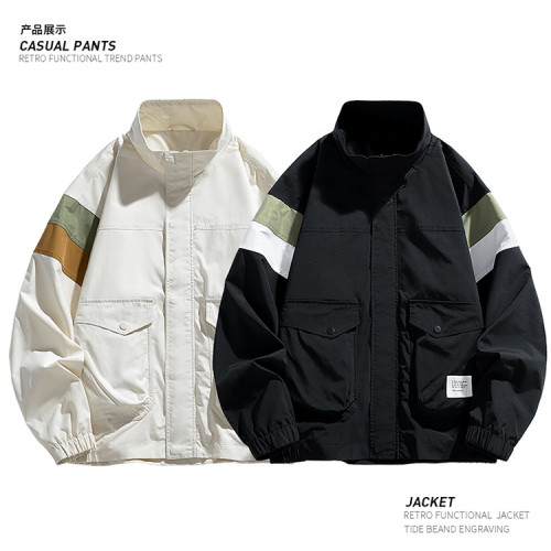 WASSUP Nuraya潮牌日系拼接撞色立領夾克男外套春秋薄款工裝上衣