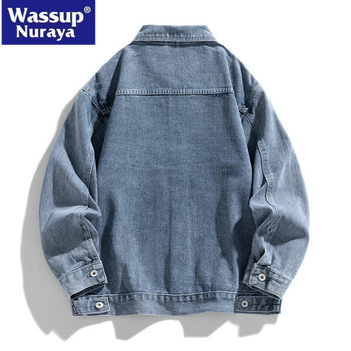WASSUP Nuraya潮牌牛仔外套男春秋季新款男生復古夾克休閒牛仔衣