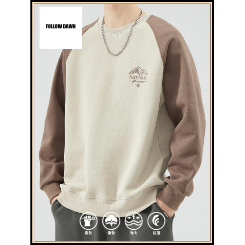 圓領衛衣男士春秋季外套潮牌新款美式重磅寬鬆長袖上