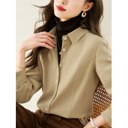 美拉德加厚內搭襯衫女長袖2025新款磨毛氣質外穿襯衣百搭曡穿上衣
