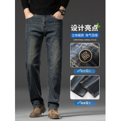 啄木鳥冰絲牛仔褲男士夏季薄款2025新款寬松直筒中年爸爸褲子K