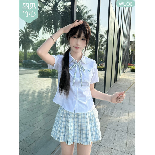 舞鷗薄荷綠收腰款短袖JK襯衫原創日系學院風製服夏季竹纖維上衣女