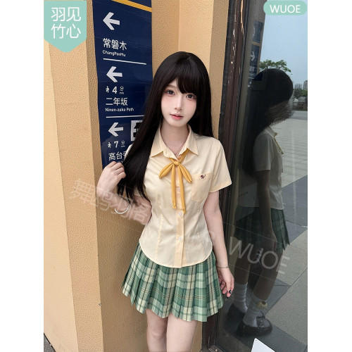 舞鷗薄荷綠收腰款短袖JK襯衫原創日系學院風製服夏季竹纖維上衣女