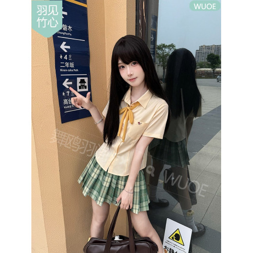 舞鷗薄荷綠收腰款短袖JK襯衫原創日系學院風製服夏季竹纖維上衣女