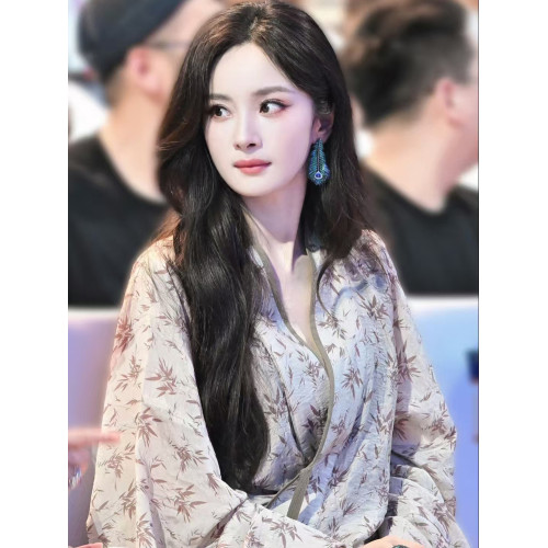 楊冪明星同款新中式碎花開衫外套女2025新款寬松女裝漢服襯衫上衣
