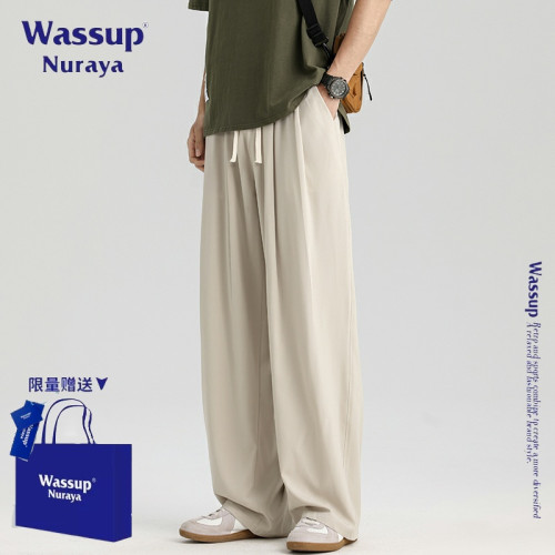 WASSUP NURAYA美式潮牌休閒褲男夏季薄款直筒寬松垂感濶腿長褲子
