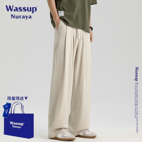 WASSUP NURAYA美式潮牌休閒褲男夏季薄款直筒寬松垂感濶腿長褲子