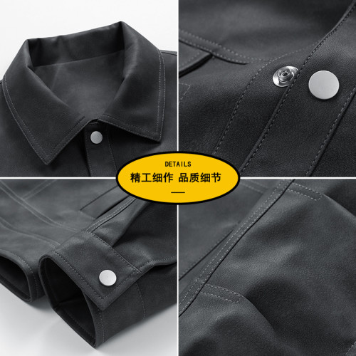 WASSUP Nuraya潮牌棕色美拉德皮衣外套男高級感痞帥機車美式夾克