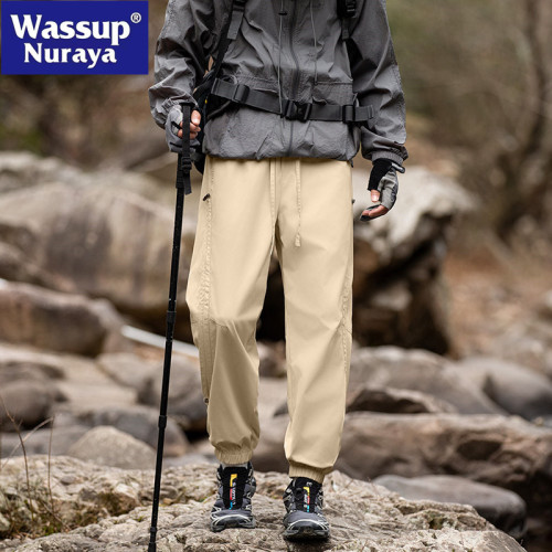 WASSUP NURAYA山系戶外機能風束腳沖鋒褲男潮復古寬鬆百搭運動褲