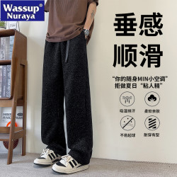 WASSUP NURAYA美式高街小香風休閒褲子男夏季新款寬鬆直筒濶腿褲