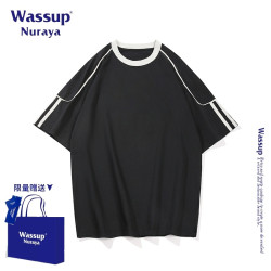 WASSUP NURAYA美式復古拼接撞色短袖T恤男女夏季新款潮牌寬松上衣