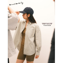AAAD | Outdoor Wear棉感輕量弧擺寬松休閒襯衫百搭通勤長袖上衣