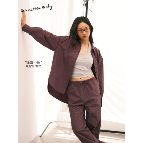 AAAD | Outdoor Wear棉感輕量弧擺寬松休閒襯衫百搭通勤長袖上衣