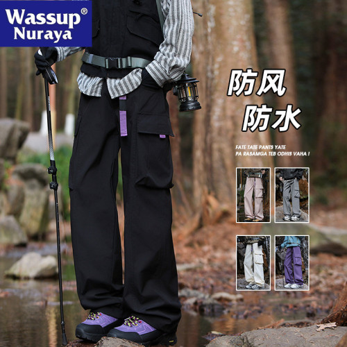 WASSUP NURAYA防水繖兵褲男士春秋休閒工裝褲徒步登山軟殼沖鋒褲