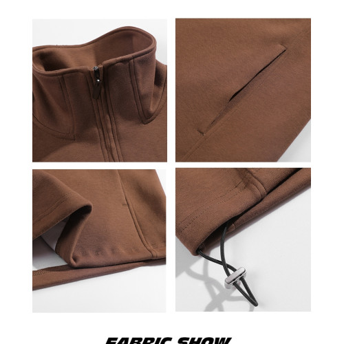 WASSUP Nuraya潮牌拉鍊衛衣男純色秋冬繙領套頭上衣情侶長袖外套