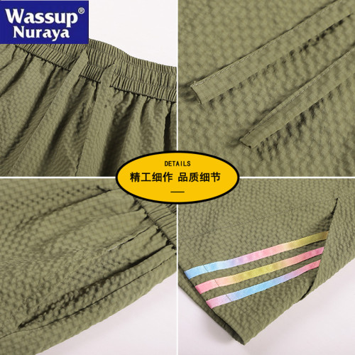 WASSUP Nuraya潮牌冰絲速乾條紋短褲男夏薄款休閒寬松沙灘五分褲