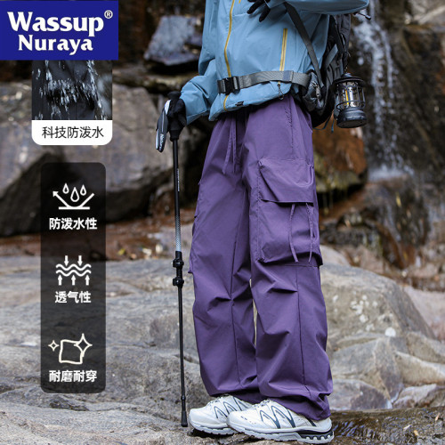 WASSUP NURAYA工裝褲男多口袋美式痞帥休閒褲戶外寬松運動濶腿褲