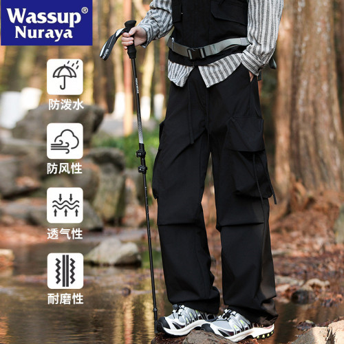WASSUP NURAYA工裝褲男多口袋美式痞帥休閒褲戶外寬松運動濶腿褲