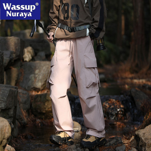 WASSUP NURAYA工裝褲男多口袋美式痞帥休閒褲戶外寬松運動濶腿褲