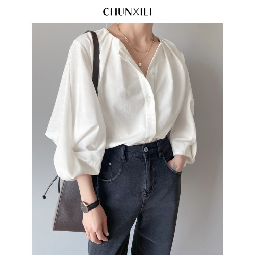 chunxili襯衫天絲小衆上衣女裝春熙裡女裝時尚別致漂亮