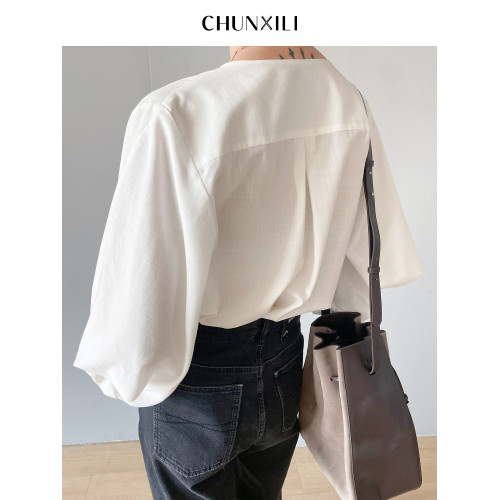 chunxili襯衫天絲小衆上衣女裝春熙裡女裝時尚別致漂亮