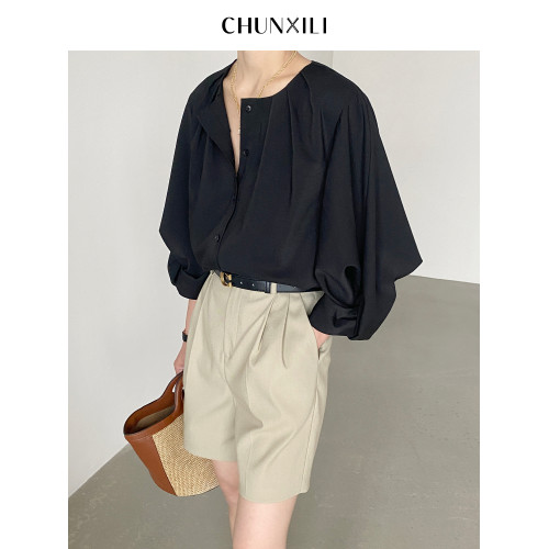 chunxili襯衫天絲小衆上衣女裝春熙裡女裝時尚別致漂亮