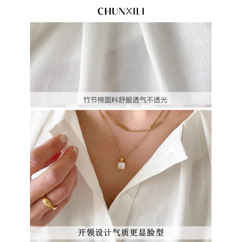 chunxili襯衫天絲小衆上衣女裝春熙裡女裝時尚別致漂亮