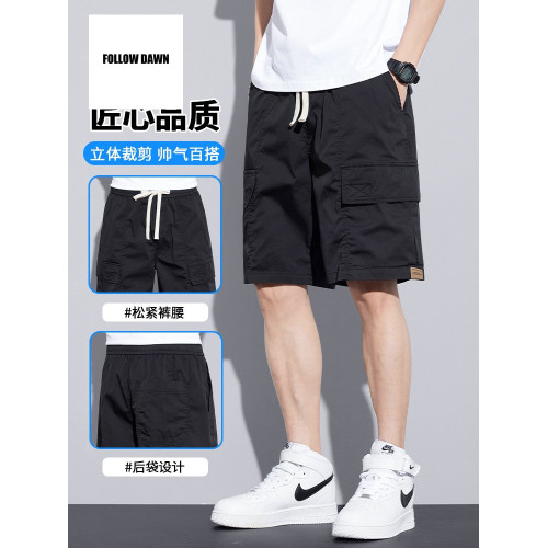 軍綠色冰絲工裝短褲男士2025夏季薄款寬松休閒機能潮流五分褲