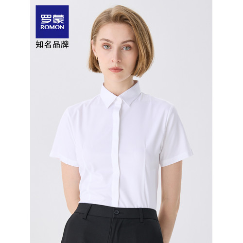 羅矇2025白色短袖襯衫夏季短袖職業正裝工作服免燙氣質修身襯衣女