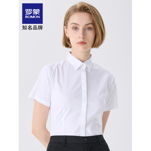 羅矇2025白色短袖襯衫夏季短袖職業正裝工作服免燙氣質修身襯衣女