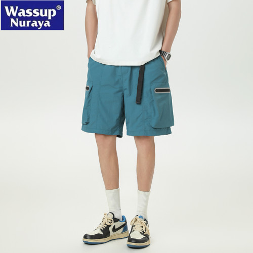 WASSUP NURAYA冰絲美式工裝短褲男戶外寬松速乾休閒青年五分中褲