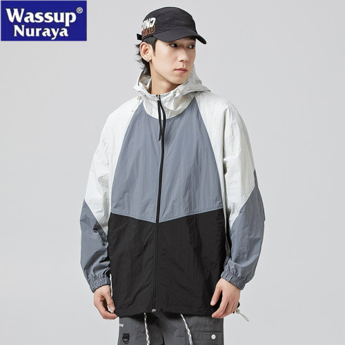 WASSUP NURAYA美式冰絲防曬服男夏撞色皮膚衣寬松戶外情侶防曬衣