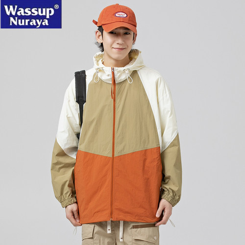 WASSUP NURAYA美式冰絲防曬服男夏撞色皮膚衣寬松戶外情侶防曬衣