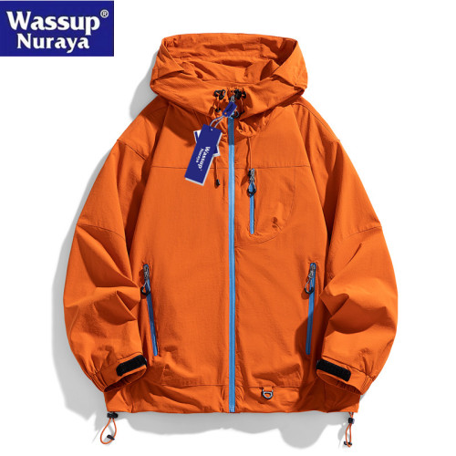 WASSUP Nuraya潮牌連帽春秋休閒寬鬆情侶青年夾克防水外套男上衣
