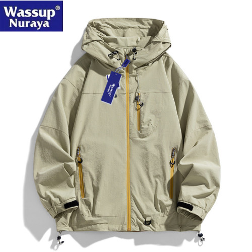 WASSUP Nuraya潮牌連帽春秋休閒寬鬆情侶青年夾克防水外套男上衣