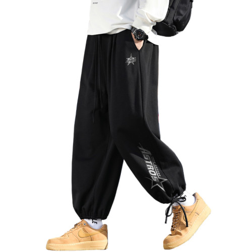 WASSUP NURAYA休閒褲男加絨加厚長褲潮牌束腳褲子青年百搭運動褲