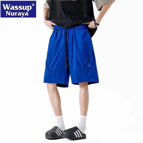 WASSUP NURAYA速乾短褲男夏季工裝運動褲多口袋寬松休閒五分褲子