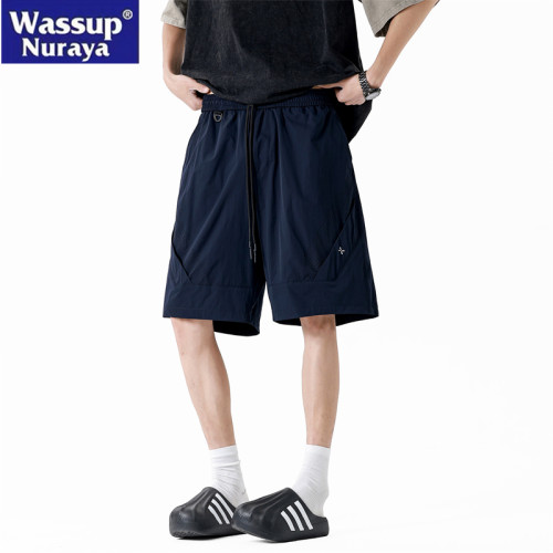 WASSUP NURAYA速乾短褲男夏季工裝運動褲多口袋寬松休閒五分褲子