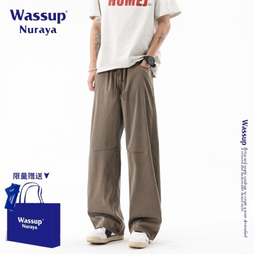 WASSUP NURAYA垂感薄款天絲透氣休閒褲男夏季新款寬松百搭長褲子