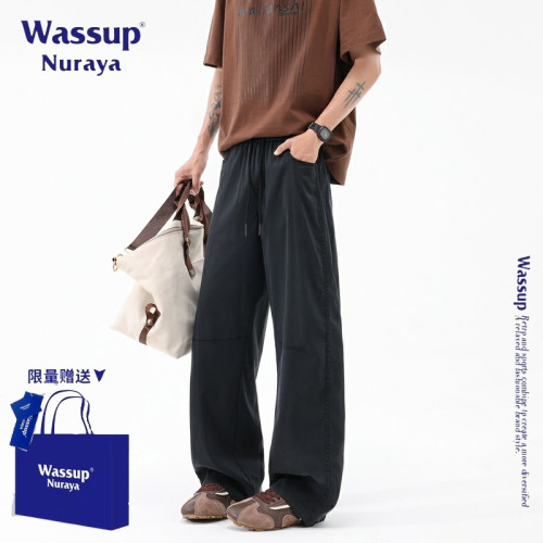 WASSUP NURAYA垂感薄款天絲透氣休閒褲男夏季新款寬松百搭長褲子