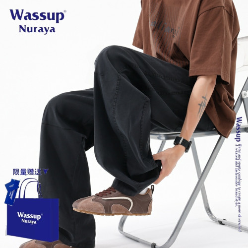 WASSUP NURAYA垂感薄款天絲透氣休閒褲男夏季新款寬松百搭長褲子