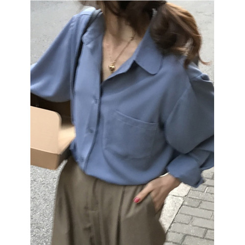 香芋紫長袖襯衫女秋季面試通勤垂感雪紡襯衣春夏季設計感小衆上衣