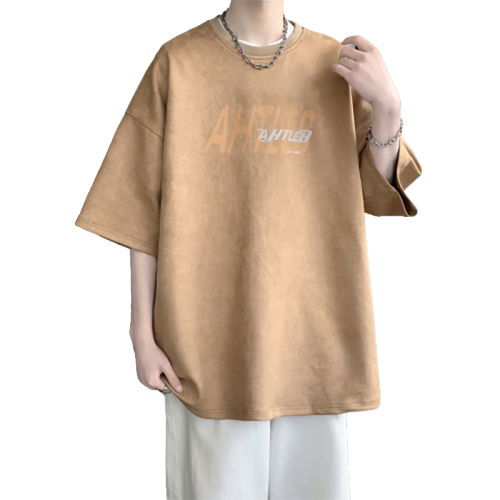 WASSUP NURAYA短袖男鹿皮絨圓領夏季潮牌青年情侶t恤圓領百搭T恤