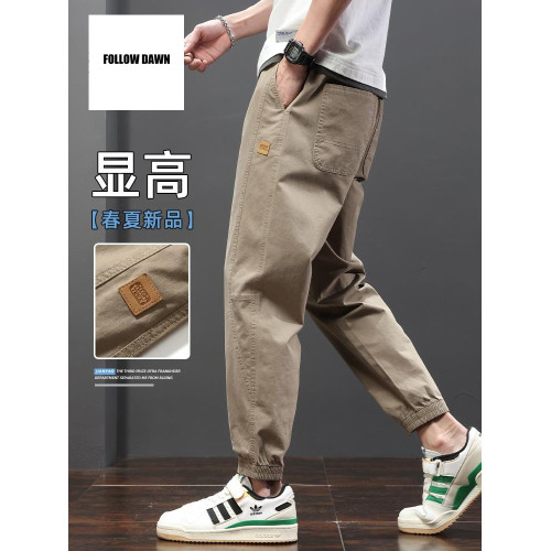 休閒束腳褲男士百搭潮牌工裝長褲春秋新款寬鬆運動九分褲