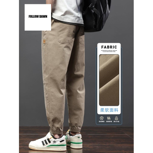 休閒束腳褲男士百搭潮牌工裝長褲春秋新款寬鬆運動九分褲