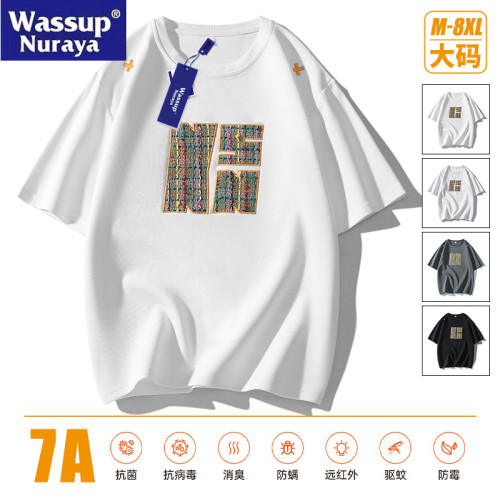 WASSUP Nuraya潮牌2025新款美式復古寬松短袖t恤男女情侶黑色上衣