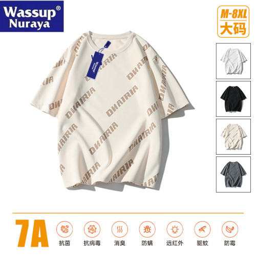 WASSUP Nuraya潮牌美式夏季短袖t恤男士薄款寬松圓領休閒大碼上衣